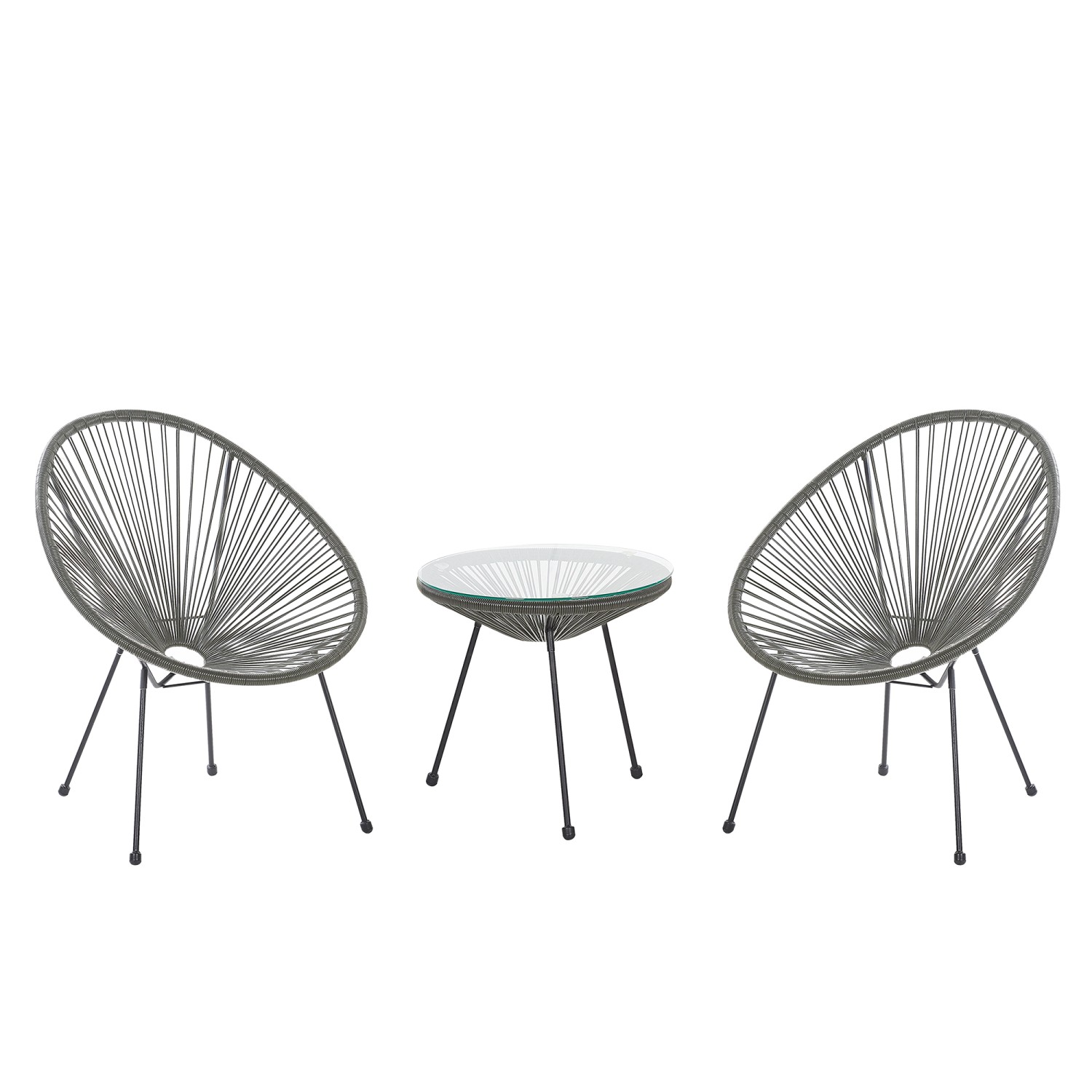 Beliani Bistro Set ACAPULCO II Dunkelgrau 90x70x87
