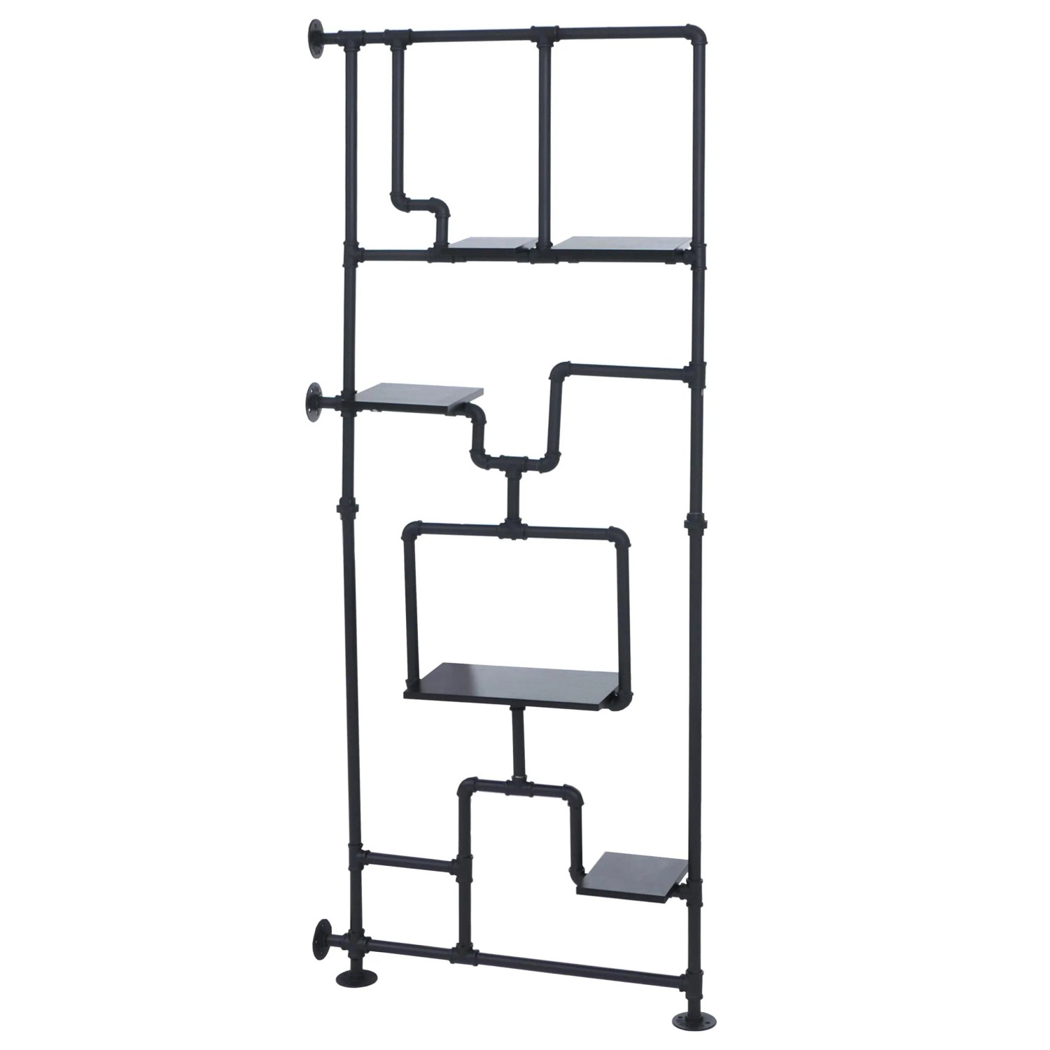 MCW Raumteiler Mit Regal P10 Industrial Metall Melamin 203x80x20cm Schwarz
