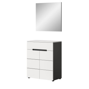 Inn.Furn Garderoben-Set 2-teilig in Weiß und Grau 80 cm Cooper