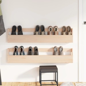 vidaXL Wand-Schuhregale 2 Stk 110x9x23 cm Massivholz Kiefer 833275