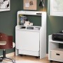 SoBuy Klappbarer Schreibtisch FWT105-W, weiß, zusammengeklappt als Regal mit Stauraum.