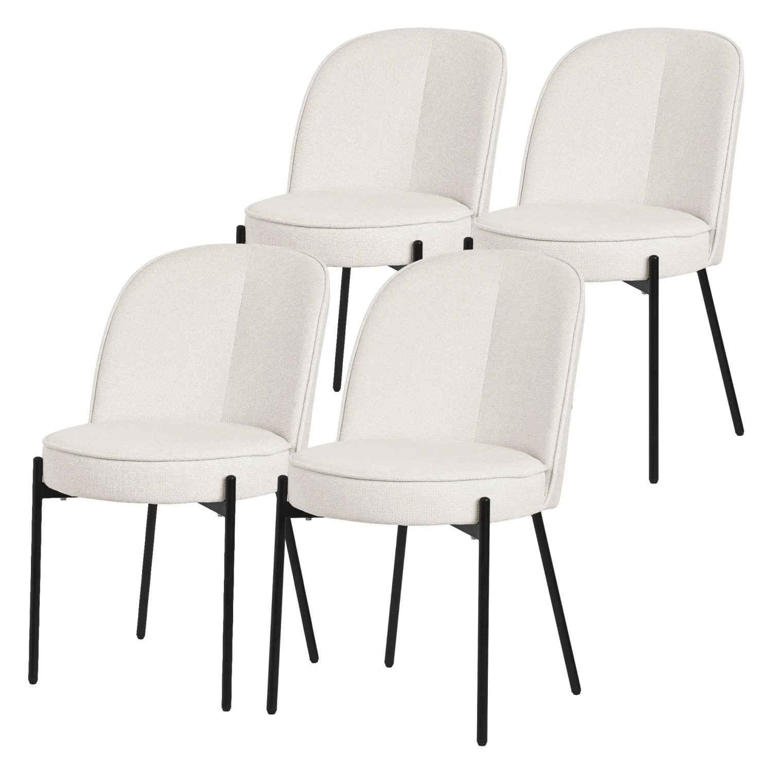 ML-Design Esszimmerstühle 4Er Set Beige mit Metallbeine und Stoffbezug