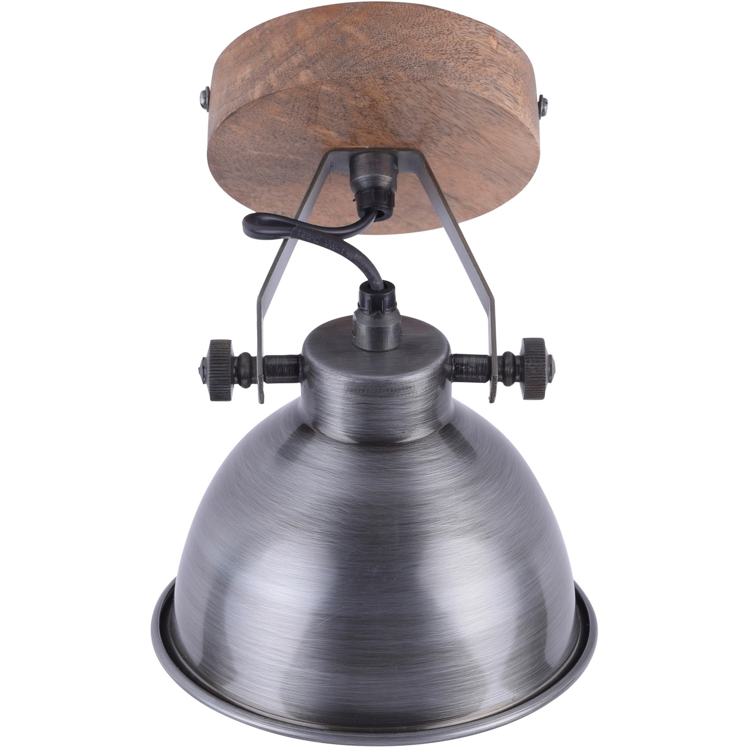 Just Light Wand- und Deckenleuchte Samia, 1-flammig, Eisen silberfarben/Holz, dreh- und schwenkbar.