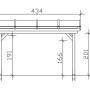 Technische Zeichnung: Skan Holz Terrassenüberdachung Sanremo, Maße 434x250 cm, Leimholz Natur.
