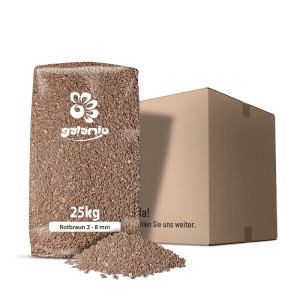 Galamio Lavamulch Rotbraun 2-8 mm, 25kg Sack mit Granulat. Dekorativer Mulch für Garten.