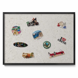 Tulup Magnettafel Wand-Magnettafel für Reisesouvenirs Hellstein Gres 70x50 cm Blech Magnettafel für Sammlermagnete Schwarzer Rahmen