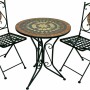 Garden Pleasure Bistro-Set Pular, 3-teilig, schwarz-braun mit Mosaik-Tisch und 2 Klappstühlen.