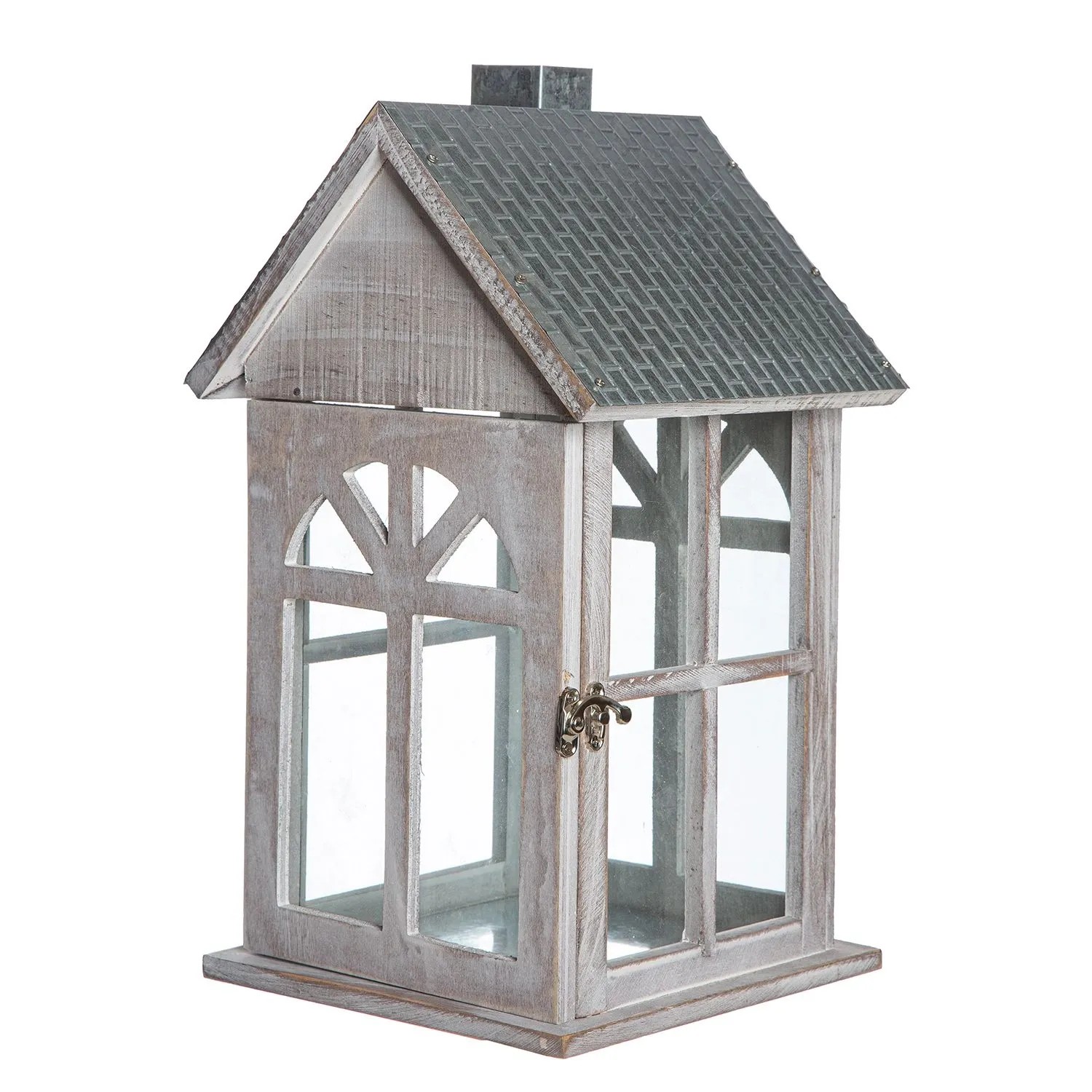 Gilde Laterne Branco Silberfarben, Weiß 38,5 cm x 23 cm