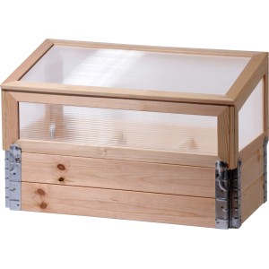 Frühbeet Pflanzbeet mit Untersatz Größe L aus Kiefernholz und Polycarbonat-Aufsatz.