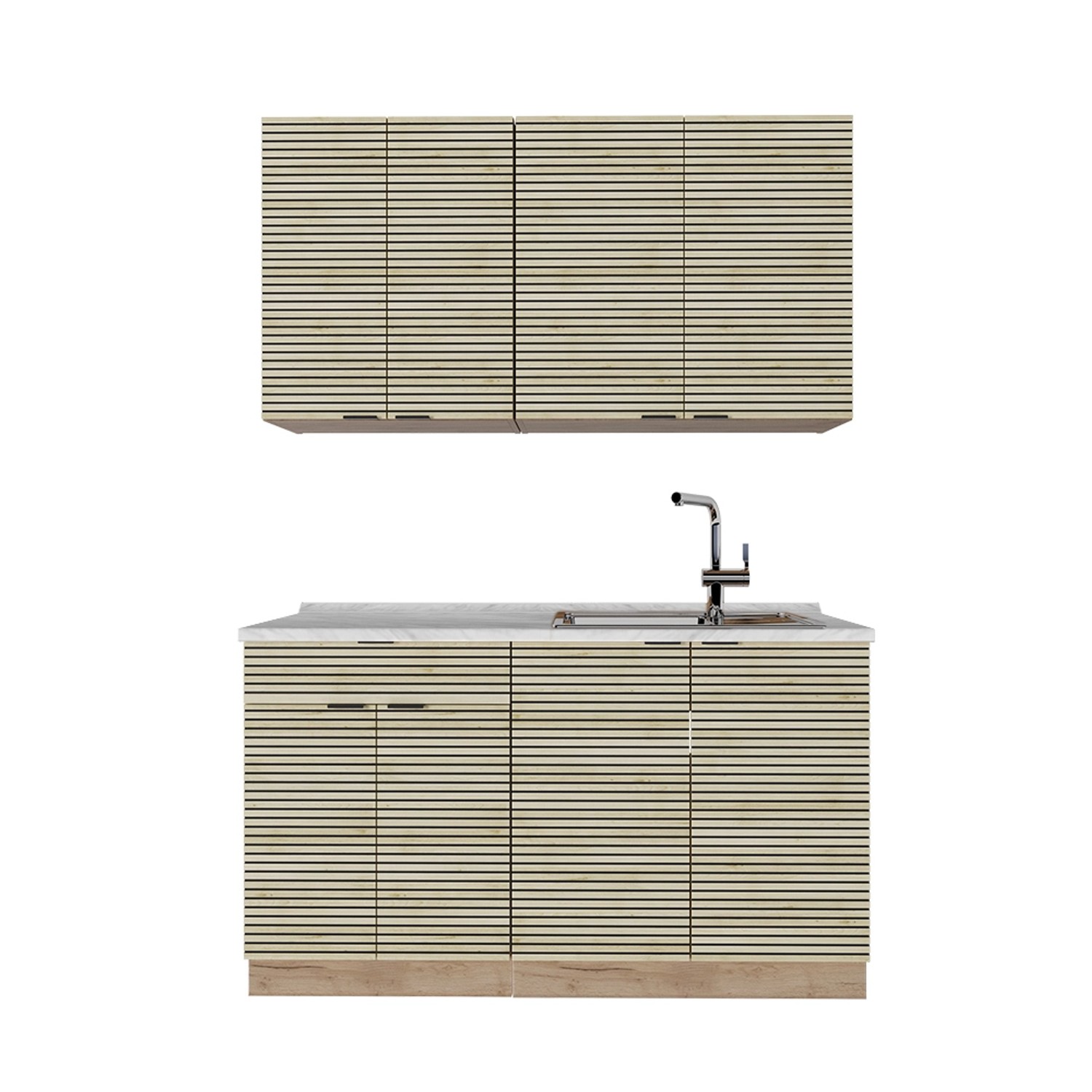 Vicco Fame-Line Singleküche Eiche Paneel/Goldkraft Eiche 140 cm AP Eiche günstig online kaufen