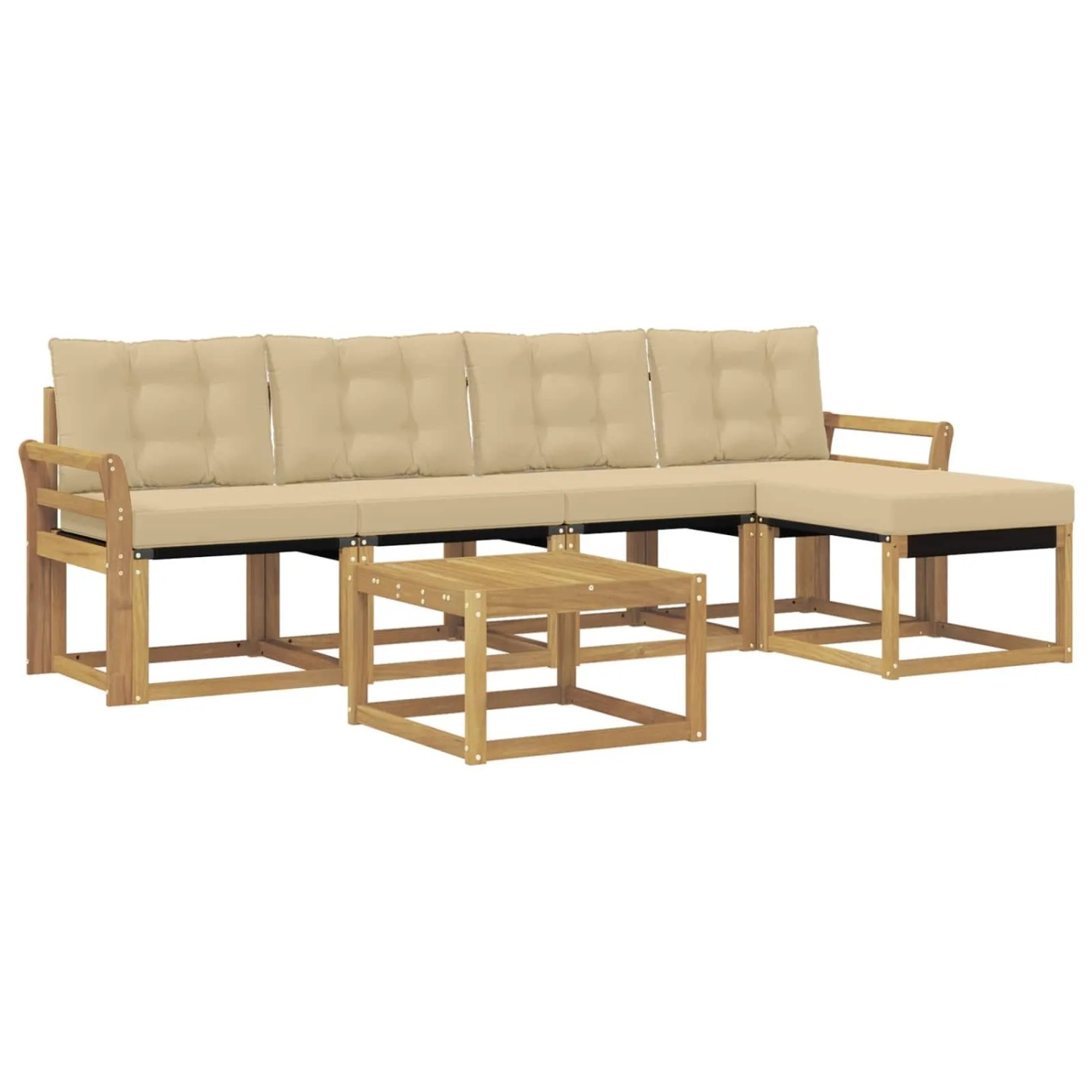 vidaXL Outdoor-Sofagarnitur mit Kissen 6-Tlg Weiß und Beige 3389407
