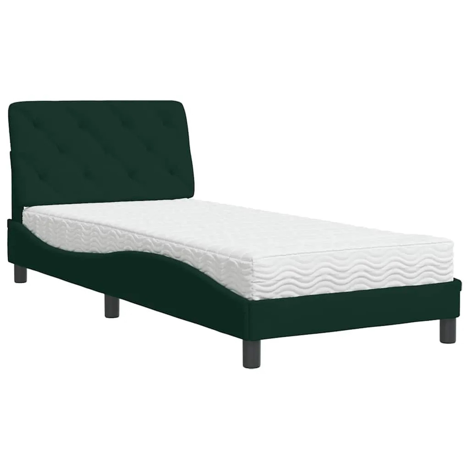 vidaXL Bett mit Matratze Dunkelgrün 90x200 cm Samt 3208637