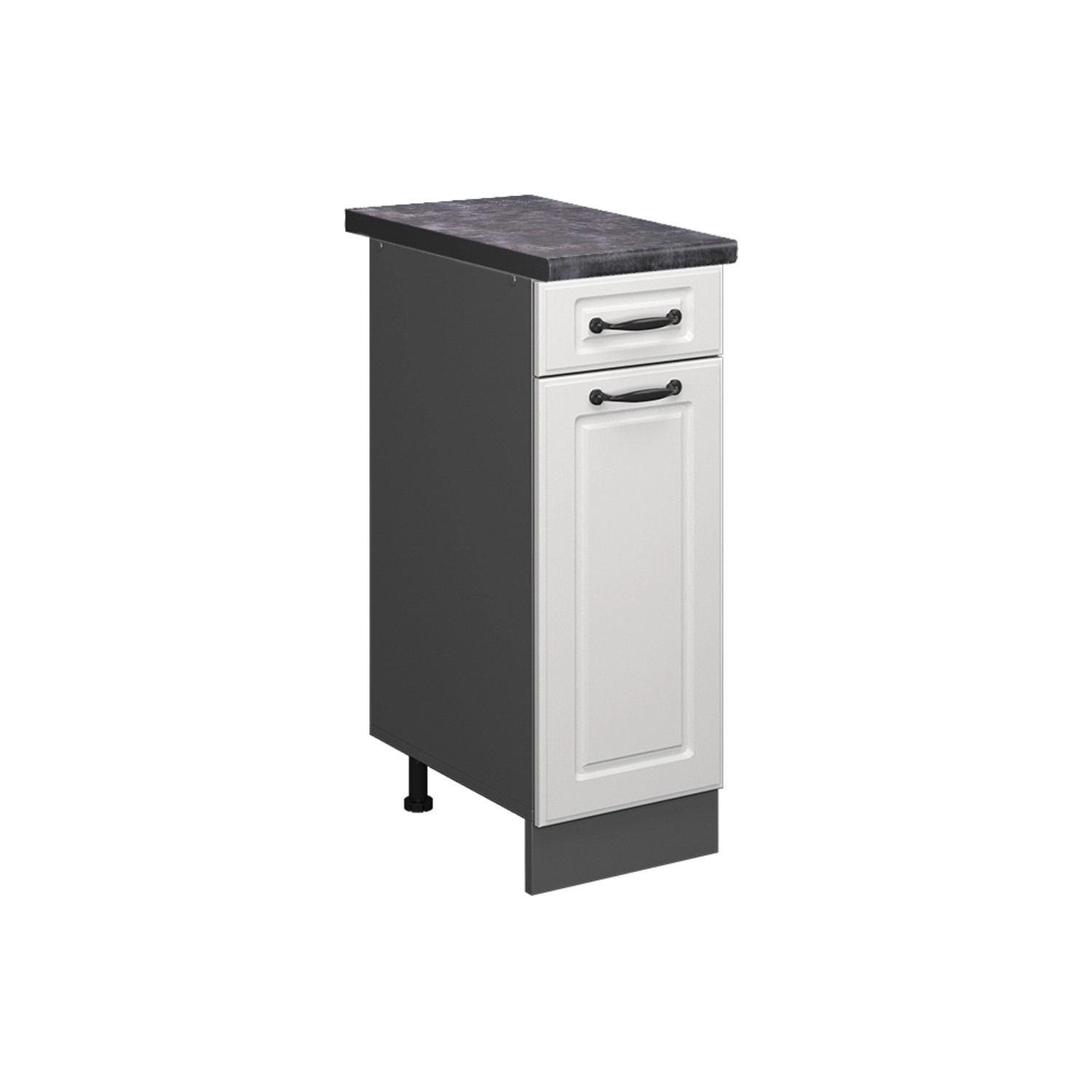 Vicco Küchenunterschrank R-Line Weiß Landhaus/Anthrazit 30 cm AP Anthrazit