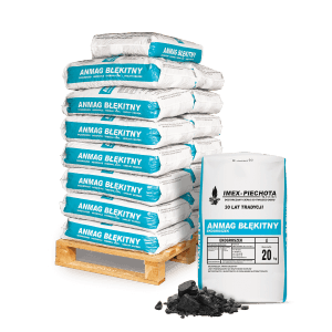 Palette Anmag Steinkohle (300kg) mit 15 Säcken à 20kg und loser Kohle.