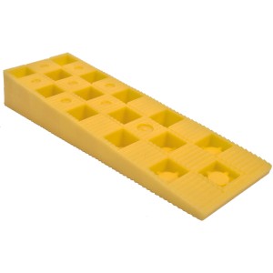 Gelber Keil (150x45x25 mm) mit Sägezahnprofil für Fenster-Zubehör, 6 Stück pro Packung.