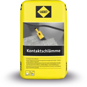 Sakret Kontaktschlämme Grau 10kg im gelben Sack, flexible Haftbrücke für Betonuntergründe.