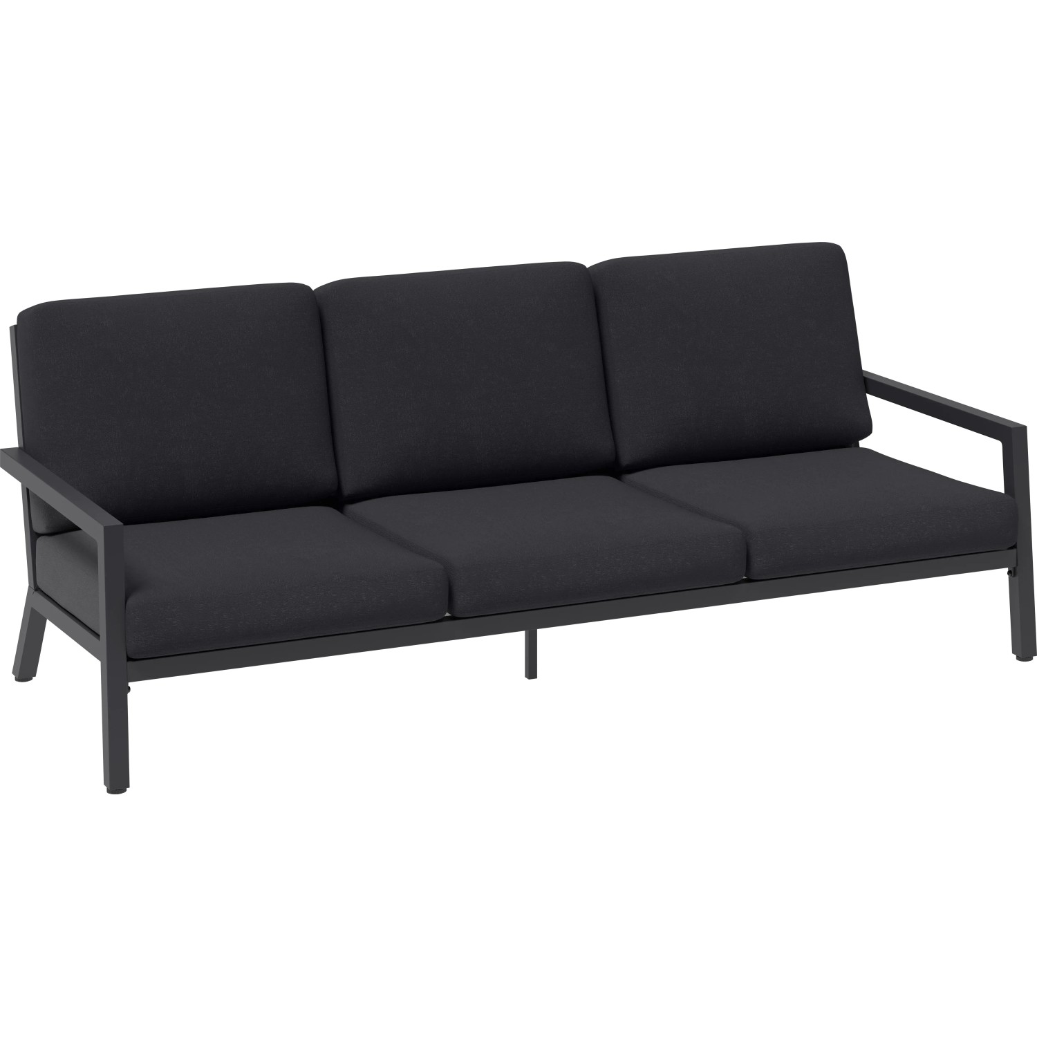 Lounge-Gruppe Springtown: 3-Sitzer Sofa, Aluminium, schwarz-dunkelgrau, Gartenmöbel.