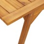 Detailansicht Tischbein und Tischplatte des 3-tlg. Balkon-Sets aus Akazienholz.