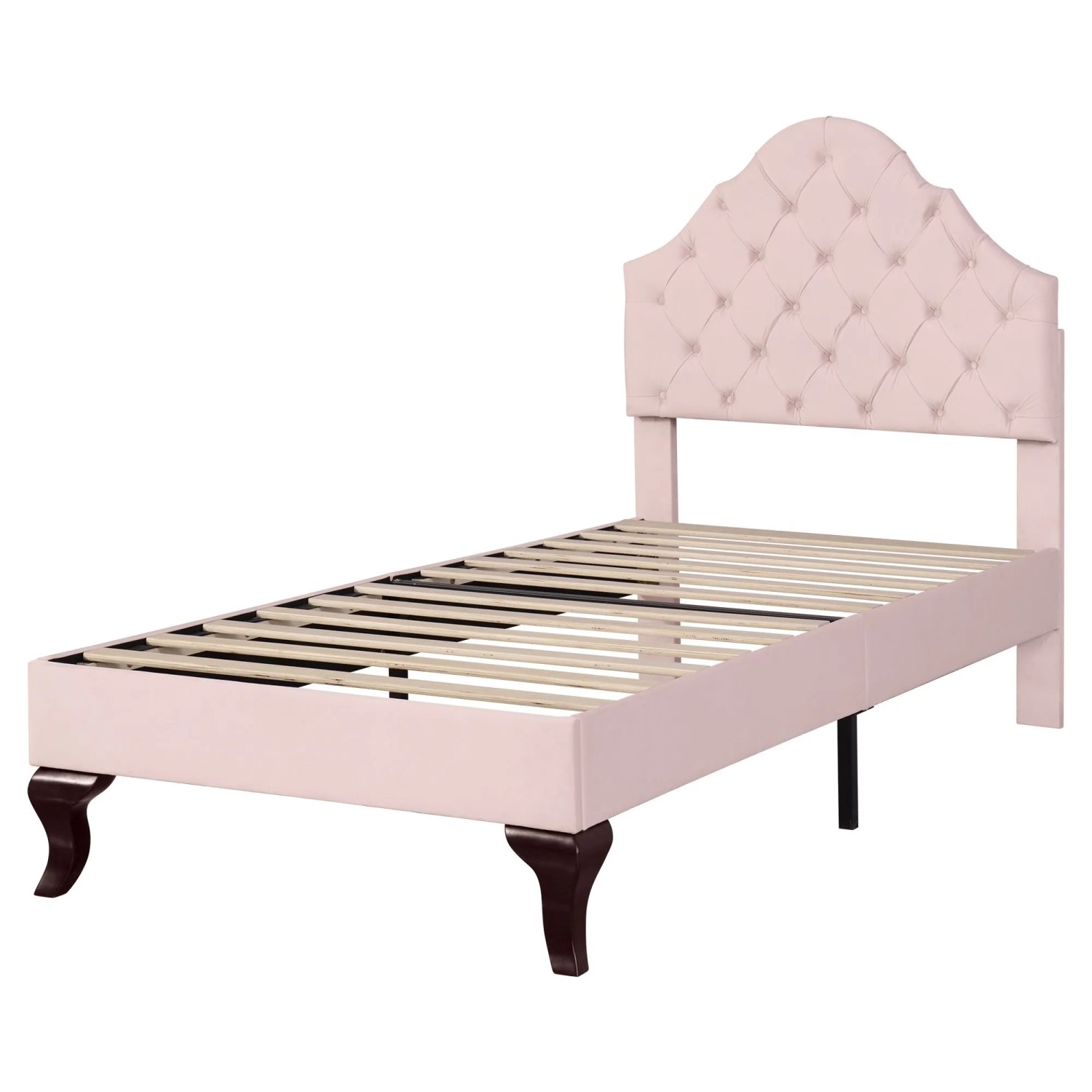 okwish Polsterbett 90x200cm mit Höhenverstellbarem Kopfteil Jugendzimmer Rosa ohne Matratze