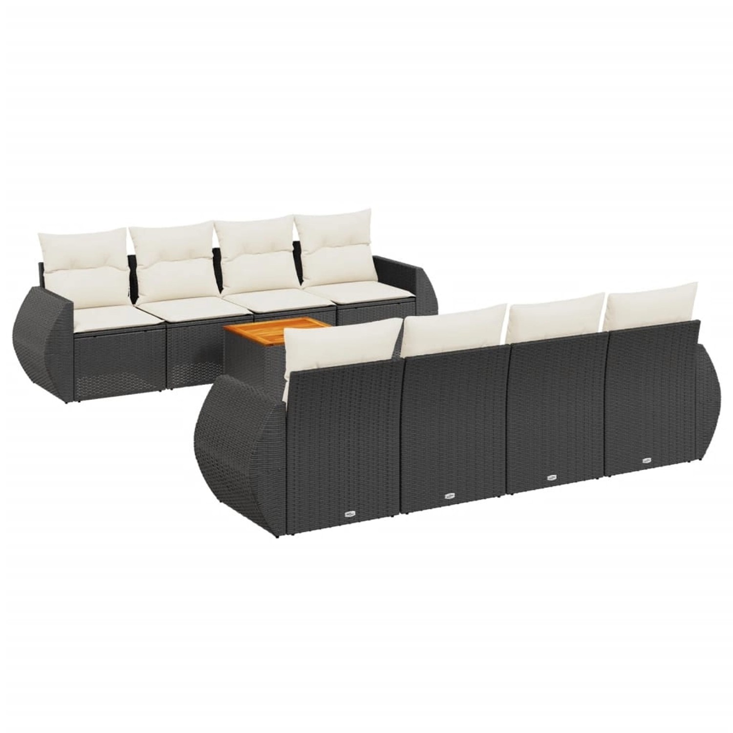 vidaXL 9-Tlg Garten-Sofagarnitur mit Kissen Schwarz Poly Rattan 3257253 günstig online kaufen