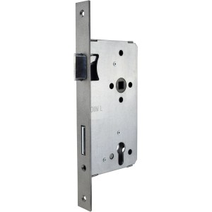 Haustür-Einsteckschloss DIN Links, Silber, für Profilzylinder. Türschloss für Holztüren.