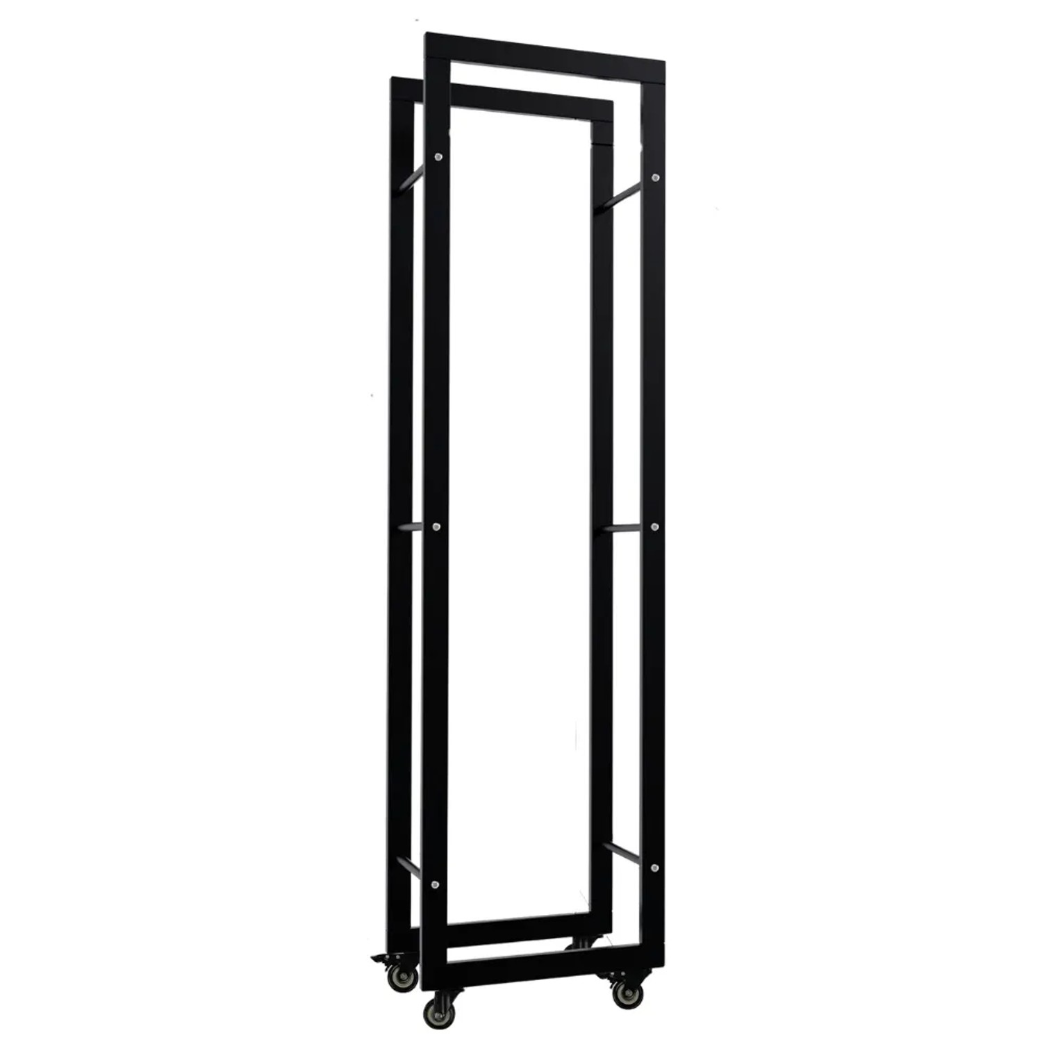 DELUKE Kaminholzregal Innen Metall SATLO Mit Rollen Brennholzregal Innen Kaminholzständer Feuerholzregal Schwarz 25x40x150cm