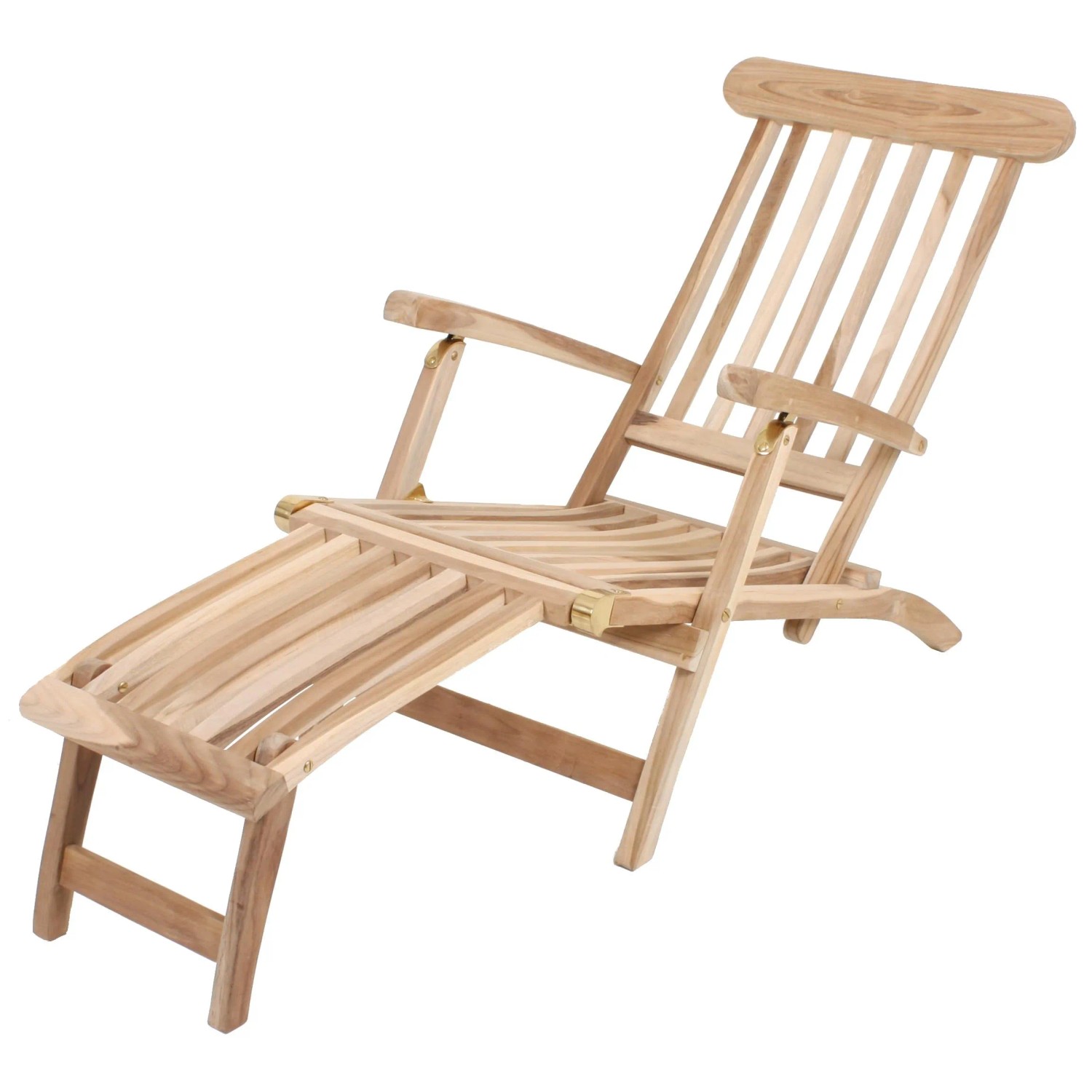DELUKE Deckchair LEON 3-Fach Verstellbar Natur Teak Liegestuhl Gartenstuhl Sonnenliege