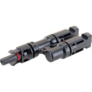 Schwaiger Solar-Adapter-Set 2in1, schwarz, zum Verbinden von zwei Solarmodulen.