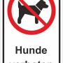 Hunde verboten Schild, 25x15 cm, weißes PST, Warnhinweis für Innen- und Außenbereich.