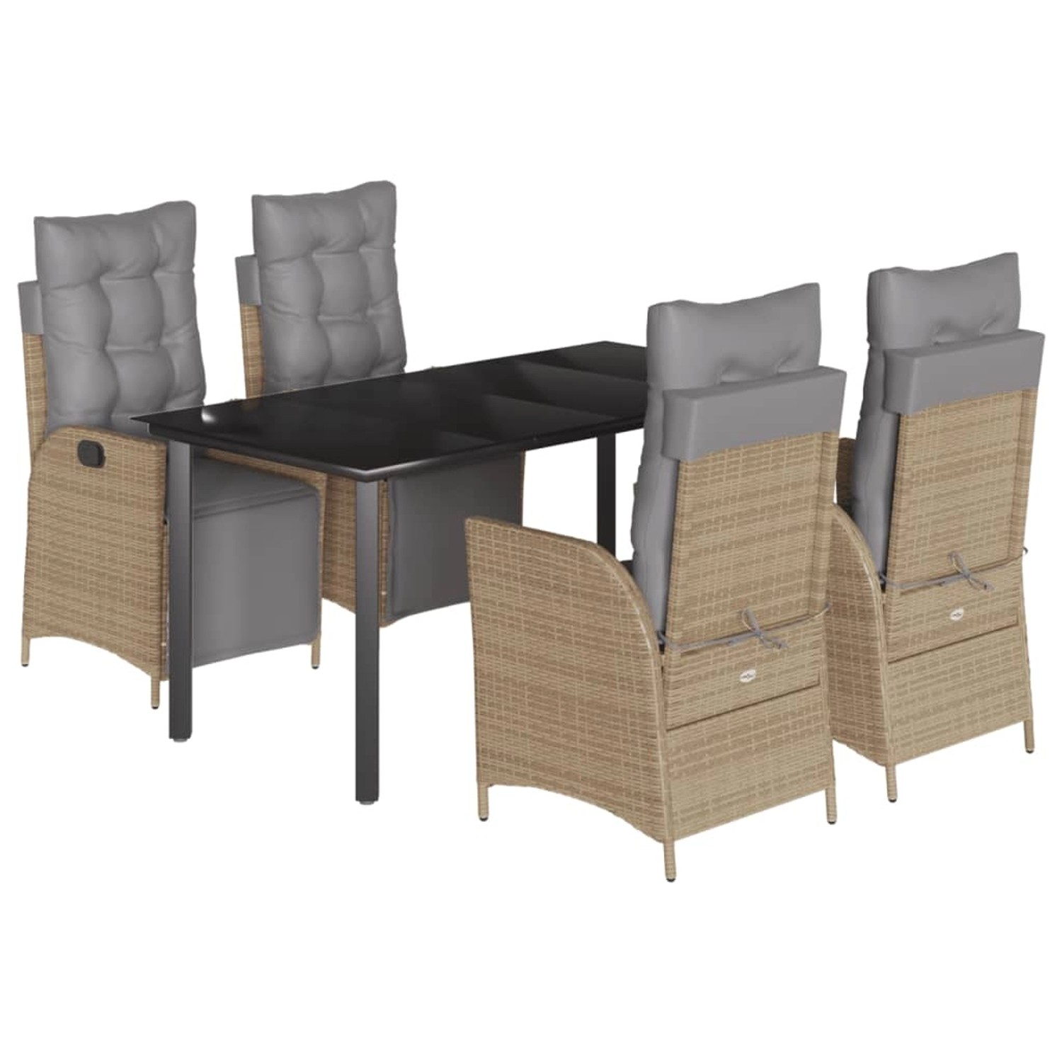 vidaXL 5-Tlg Garten-Essgruppe mit Kissen Beigemischung Poly Rattan 3213458 günstig online kaufen