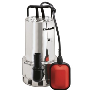 Einhell GC-DP 1020 N Schmutzwasserpumpe aus Edelstahl mit Schwimmerschalter und Tragegriff.