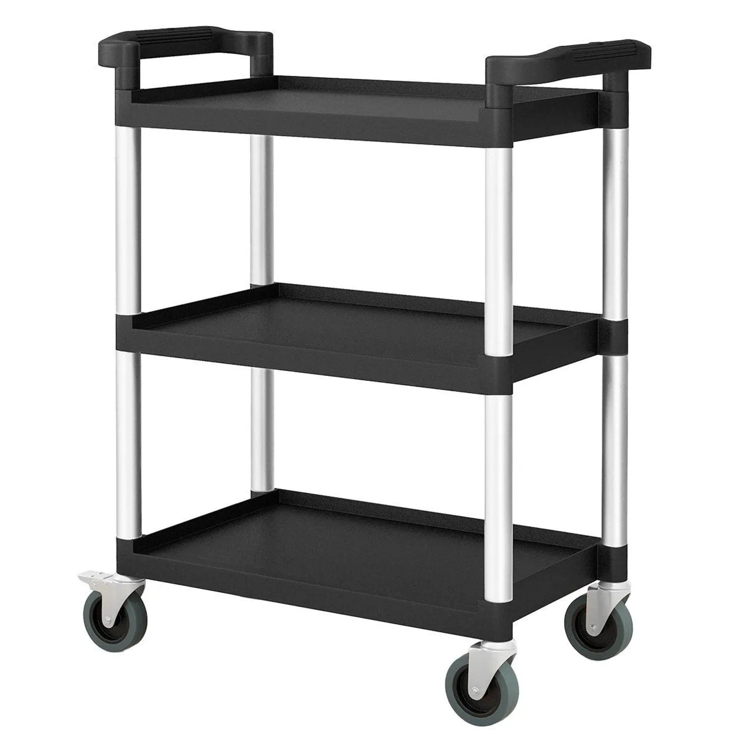 Costway Werkstattwagen mit 3 Etagen und Abschließbaren Rädern Schwarz günstig online kaufen