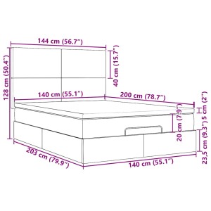 vidaXL Ottoman-Bett mit Matratzen Dunkelgrau 140x200 cm Samt 3313404