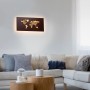 Paul Neuhaus LED-Wandleuchte Map in Rost-Optik, 60x30 cm, mit goldfarbener Weltkarte und indirektem Licht.