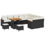 vidaXL Garten-Sofa-Set, 12-teilig, schwarz, Poly Rattan, mit Tisch und Kissen.