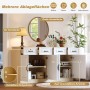 Modernes weißes Sideboard mit Holzoptik, 4 geriffelten Türen, 4 Schubladen & verstellbaren Böden für Wohnzimmer.