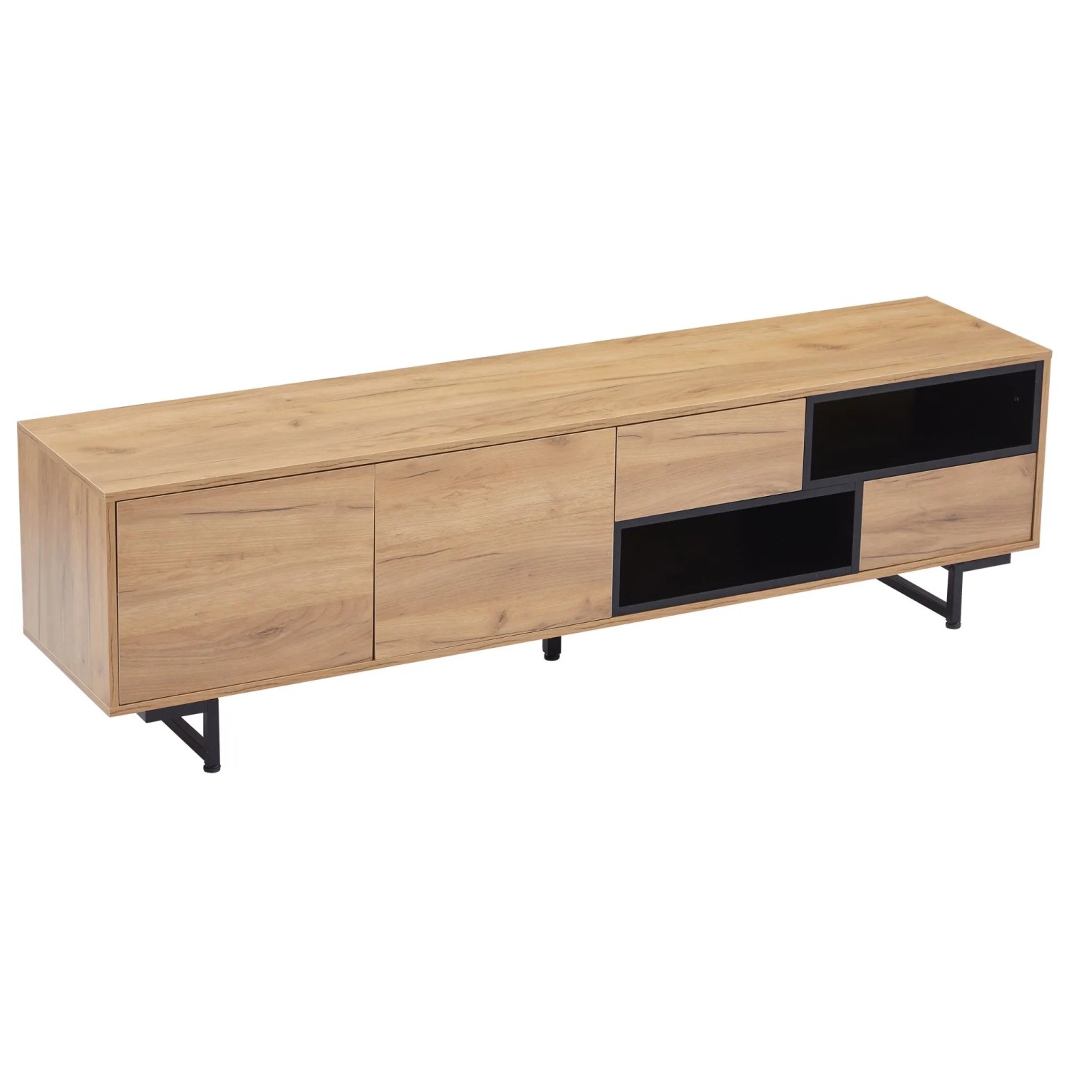okwish TV Schrank mit Stauraum Fächern Wohnzimmer 173x38x48cm Natur