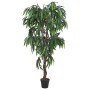 Künstlicher Mangobaum, 80 cm hoch, mit 300 grünen Blättern im Topf. Dekorative Kunstpflanze für Innenräume.