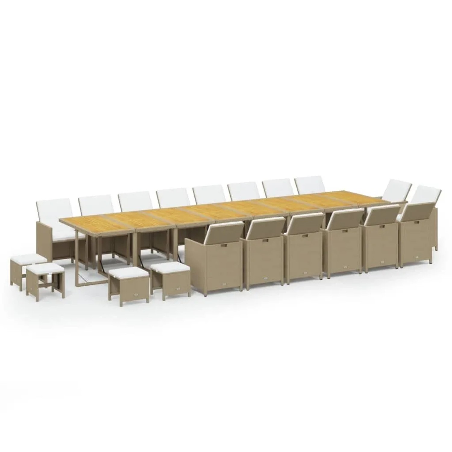vidaXL 21-Tlg Garten-Essgruppe mit Kissen Poly Rattan Beige 3095691