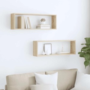 vidaXL Würfelregale 2 Stk Sonoma-Eiche 80x15x26,5 cm Holzwerkstoff 807115