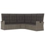 Graues 3-tlg. vidaXL Garten Lounge Set aus Polyrattan mit Kissen.