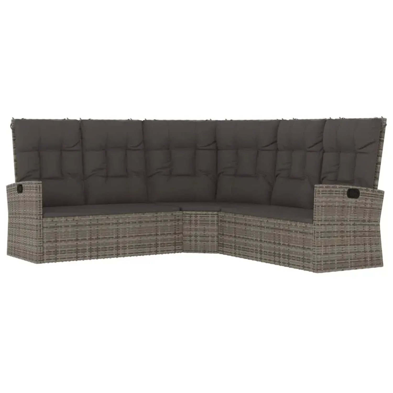 Graues 3-tlg. vidaXL Garten Lounge Set aus Polyrattan mit Kissen.
