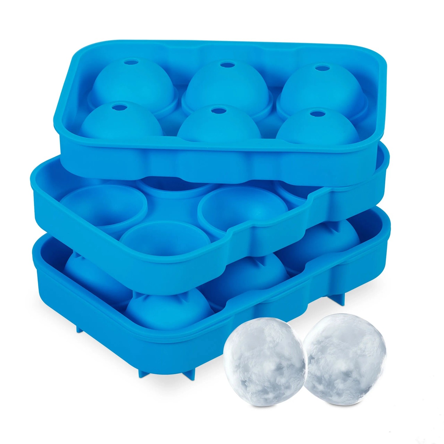 Relaxdays Eiswürfelform 2er Set Silikon Blau Flexibel 4,5 cm x 18 cm x 12,5 cm 170 g