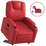 Roter elektrischer Relaxsessel mit Aufstehhilfe aus Kunstleder. Mit Getränkehaltern, Seitentasche und Liegefunktion.