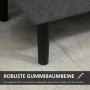 Robustes schwarzes Gummiholzbein der dunkelgrauen HOMCOM Sitzbank mit Stauraum auf hellem Teppich. Stabile Möbel.