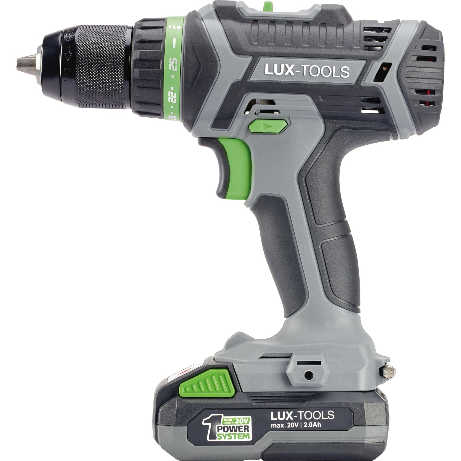 LUX-TOOLS Akku-Bohrschrauber A-BS-20-F 1 PowerSystem Set mit Akku & Ladegerät