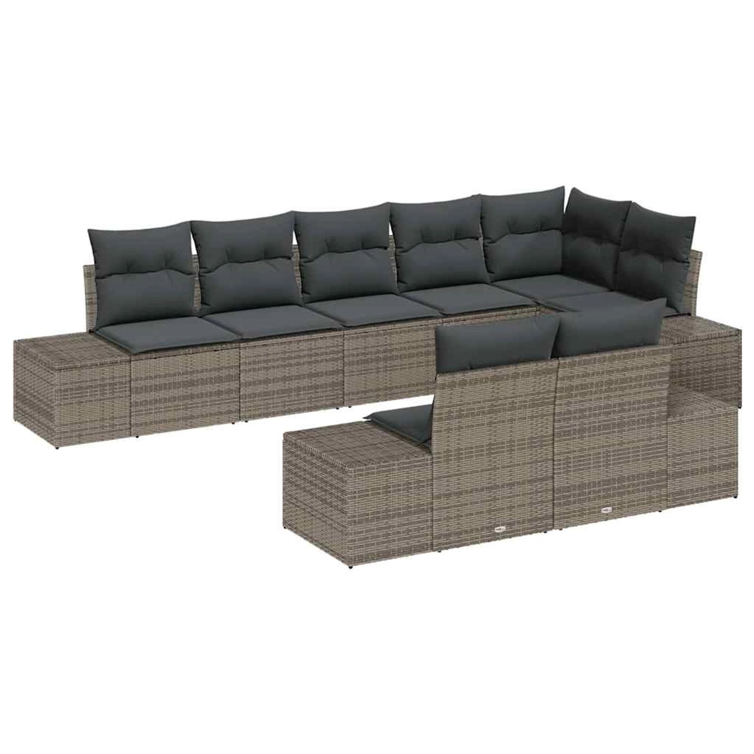 vidaXL Garten-Sofa-Set mit Kissen 8-Tlg Grau Poly Rattan 3347109 günstig online kaufen