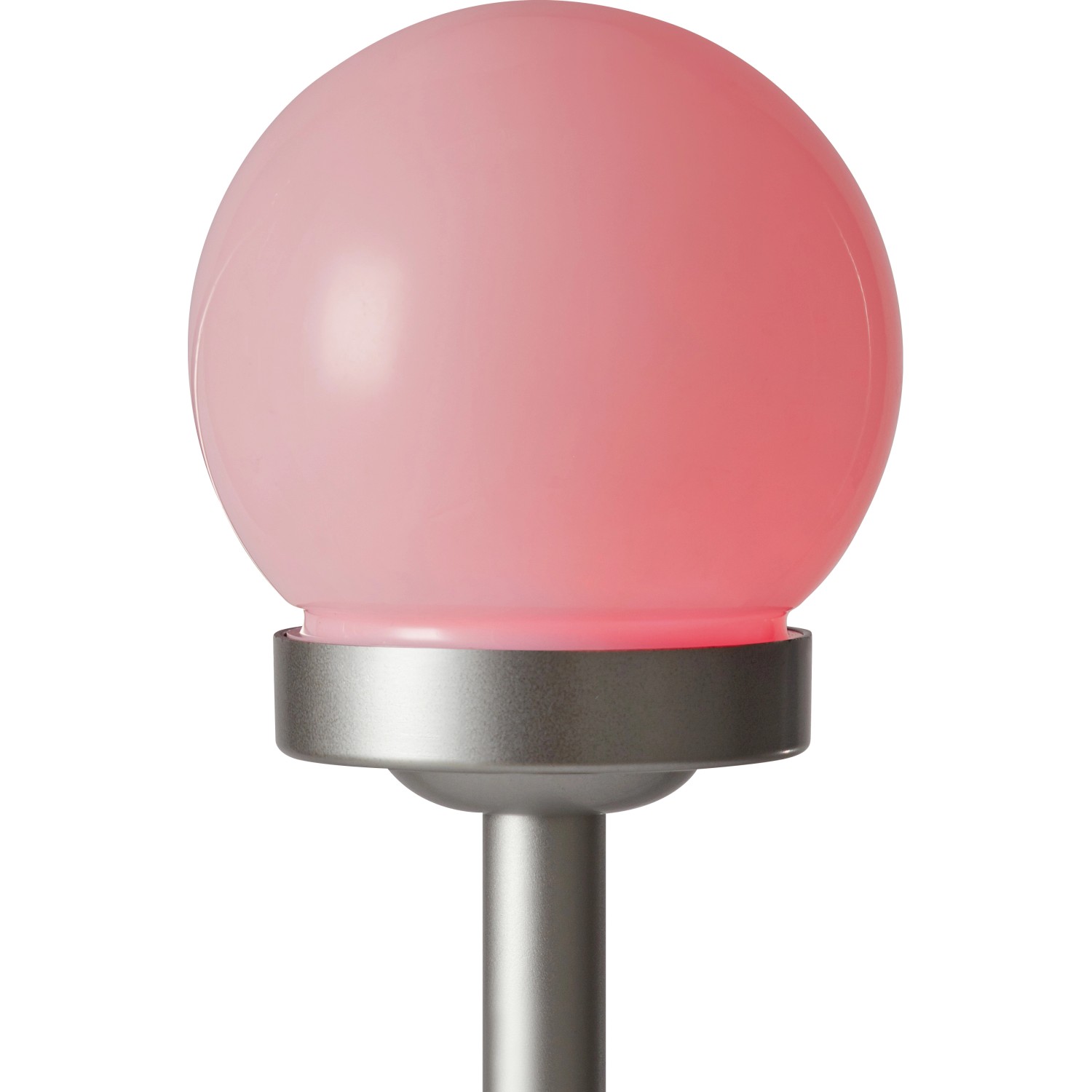 Solar-Dekokugel mit Erdspieß, weiß-silber, mit RGB Farbwechsel für Garten und Beet.