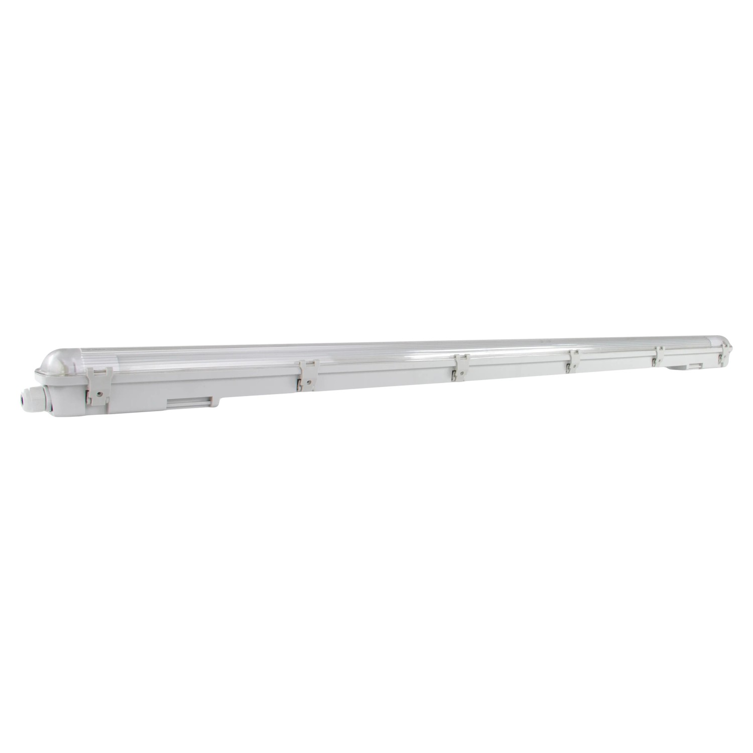 Graue REV Ritter LED-Deckenleuchte Omega Plus, eine Feuchtraumleuchte für Innen- und Außenbereiche.