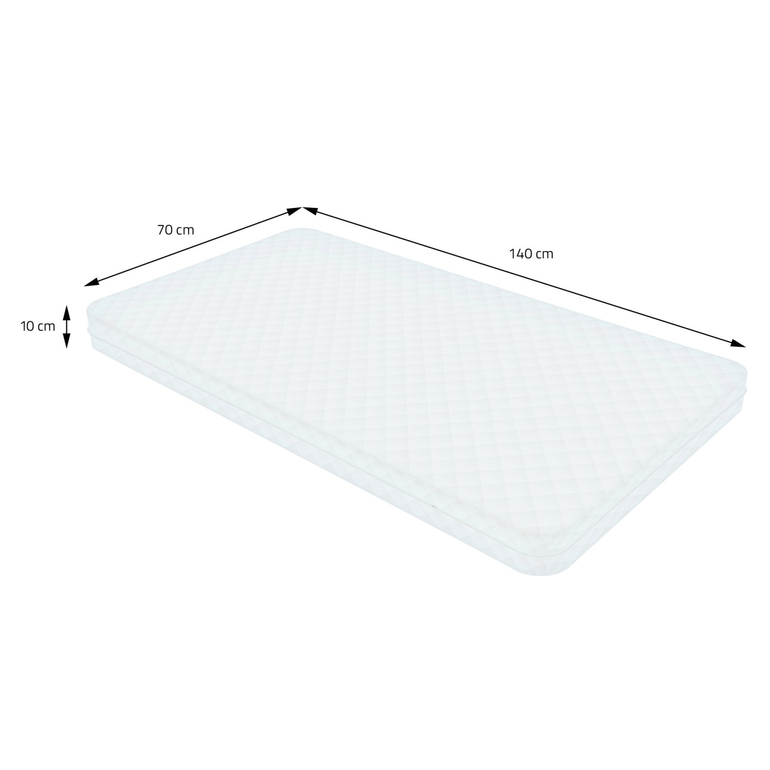 Weiße ML-Design Kindermatratze 70x140 cm für Kinderbett. Detailaufnahme der Matratze.